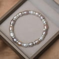 thumbnail image 1 of Bracelet Élastique en Perles et Diamants d'Eau Douce Naturelle Bracelet en Perles de Riz Fileté, 1 of 1