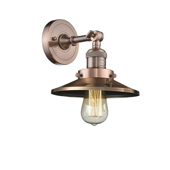 Innovations 1-LT Vintage LED Railroad 8" Sconce - Antique Copper - 203-AC-M3-LED