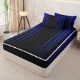 thumbnail image 2 of Erosebridal Shiny Curtain Pattern Zipper Queen Comforter Set with Fitted Sheet and 2 Pillowcases,Vertical Texture Print Zipper Bedding Set,Blue Black,Black Reversible, 2 of 6
