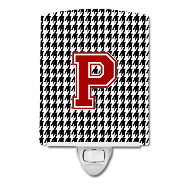 Carolines Treasures CJ1021-PCNL Letter P Monogram Houndstooth Black Ceramic Night Light