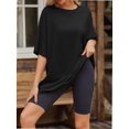 thumbnail image 3 of Womens T Shirts Summer Crewneck Short Sleeve Loose Fit Basic Tee Tops Workout Clothes, 3 of 5