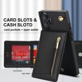 thumbnail image 6 of Dteck for iPhone 16 Plus Case, Shockproof Magnetic Protective Zipper Pocket Purse Handbag Shoulder Strap Stylish Protective Cover, Black, 6 of 8