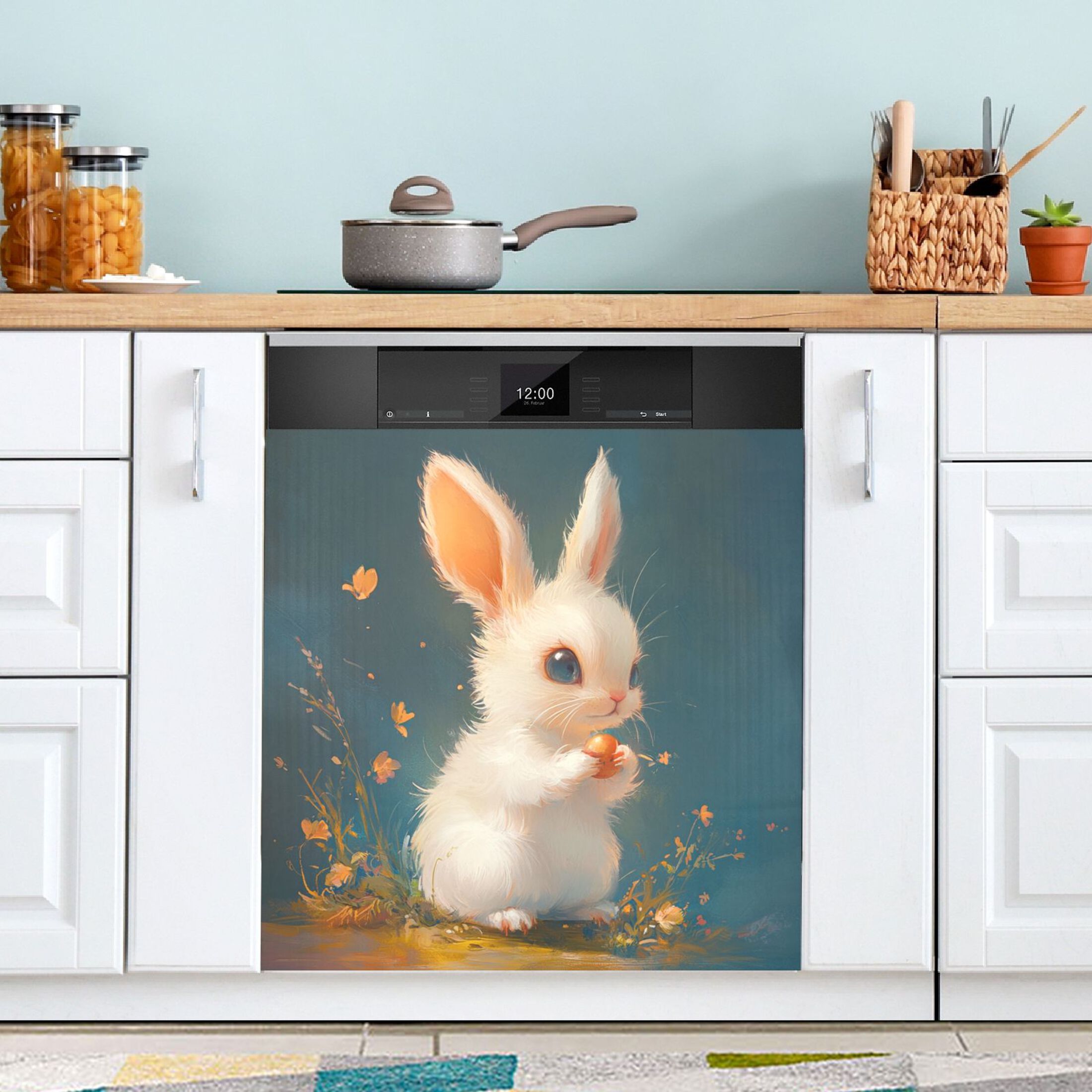 Dishwasher Magnetic Sticker 23x26 Inch Refrigerator Magnetic Sticker Washing Machine Magnetic Sticker Kitchen Panel Magnetic Sticker Home Decor Super Beautiful Rabbit