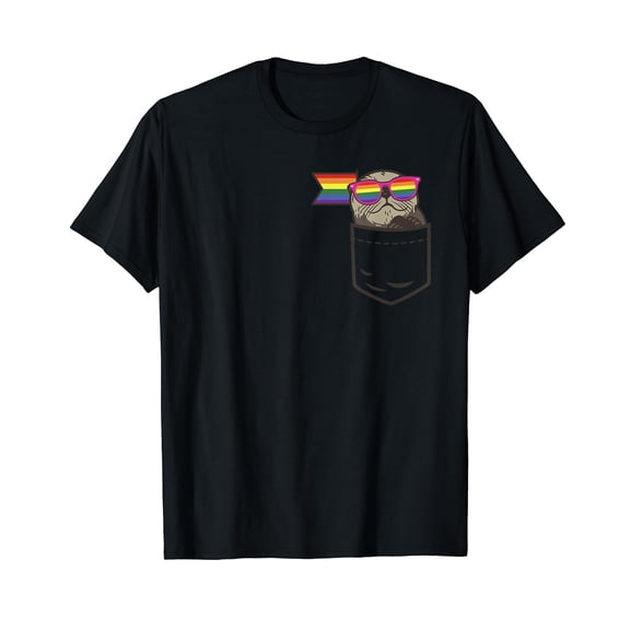 Cute Pocket Sea Otter LGBT Animal Rainbow Flag Gay Pride T-Shirt