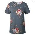 thumbnail image 4 of Guardurnaity Camiseta de mujer con estampado de manga corta con cuello Blusa casual Prendas para la parte del cuerpo Gris L, 4 of 5