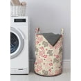 thumbnail image 3 of Vintage Laundry Bag, Abstract Lines Background with Pastel Leaves and Flowers Retro Inspirations, Basket with Handles Drawstring Closure for Laundromats, 13" x 19", Pink Beige Purple, by Ambesonne, 3 of 4