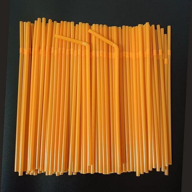 Zhuge 200 pajitas de plástico desechables con pajitas flexibles para té, leche y jugo, color naranja
