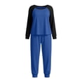 thumbnail image 4 of Njagoc3 Women's Color Block Lounge Set Raglan Sleeve Crew Neck Top and Long Pants 2 Piece Casual Sleepwear, 4 of 6