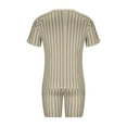 thumbnail image 3 of REORIAFEE Mens 2 Piece Outfits Retro Novelty Summer Tracksuits Set for Men Striped T-Shirt Set Round Neck Short Sleeve Shorts Slim Fit Sports Holiday Set T-Shirt Top Shorts Two Piece Set Green XXL, 3 of 6