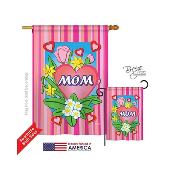 Breeze Decor 15078 Mom 2-Sided Vertical Impression House Flag - 28 x 40 in.