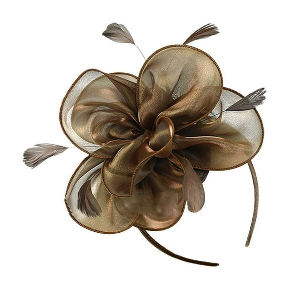 Fdrone Fascinators Hat Flower Mesh Ribbons Feathers on a Headband and a Clip Tea Party Headwear for Girls and Women Tea Party Headband Wedding Hair Clip