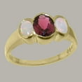 thumbnail image 2 of LBG British Made Real Solid 14k Yellow Gold Natural Garnet & Opal Womens Anniversary Ring - 33 size options - Size 6.25, 2 of 6
