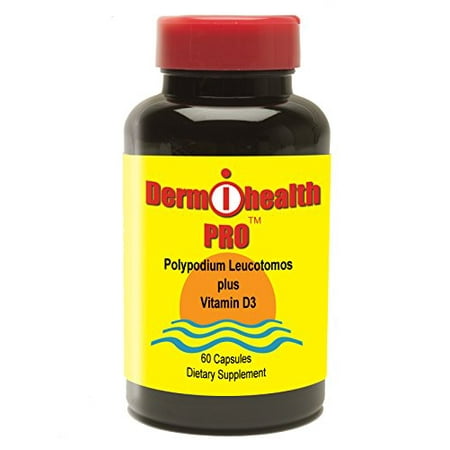 DermiHealth Pro Antioxidant Polypodium Leucotomos 350mg Daily Skin Care Supplement Plus Vitamin D3 2,000 IU (60