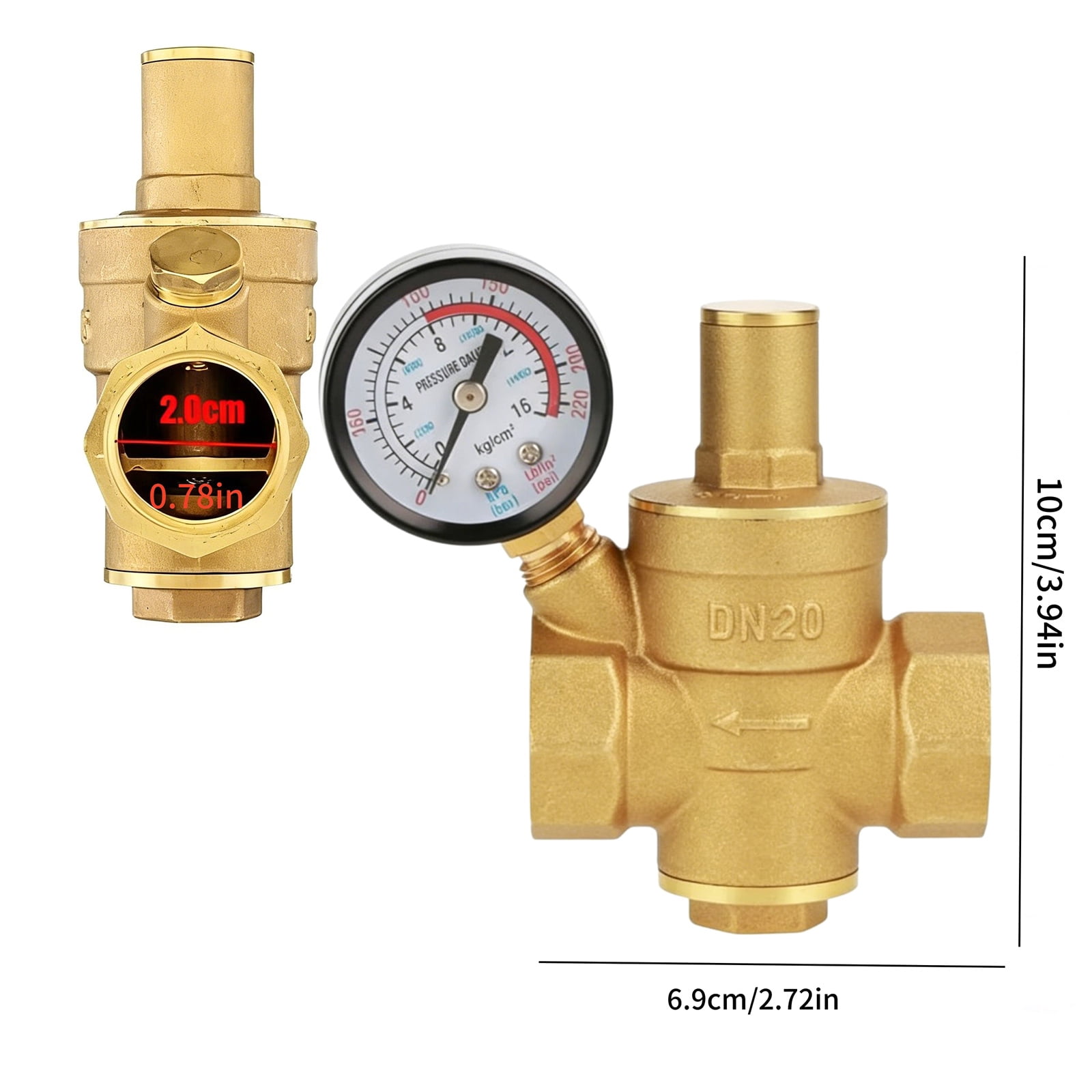 GUYUTING Brass Pressure Regulating Valve 3/4 Inch Connector PN1.6 Rating For Residential Water Heater Purifier Faucet Installation