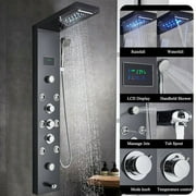 Senlesen Black Shower Panel Tower LED Rain Shower Faucets Massage System Body Jet Sprayer