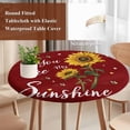 thumbnail image 4 of Red Sunshine Sunflower Round Tablecloth, Fitted Table Cover with Elastic for 45"-54" Round Tables, Pastoral Bees Farmhouse Floral Table Cloth Outdoor Indoor Dinning Party Waterproof Tablecloths, 4 of 7
