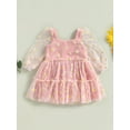 thumbnail image 2 of Bagilaanoe Toddler Baby Girl Summer Dress Daisy Print Long Sleeve A-line Princess Dresses 3M 6M 12M 18M 24M 3T Kid Patchwork Tulle Skirt, 2 of 8