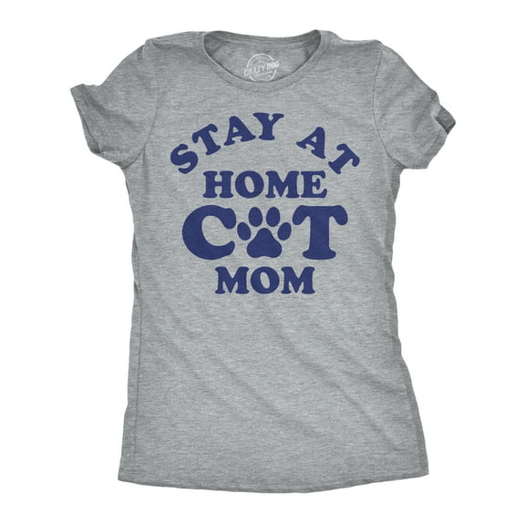 Womens Funny T Shirts Stay At Home Cat Mom Sarcastic Kitty Graphic Tee for Ladies Womens Graphic Tees