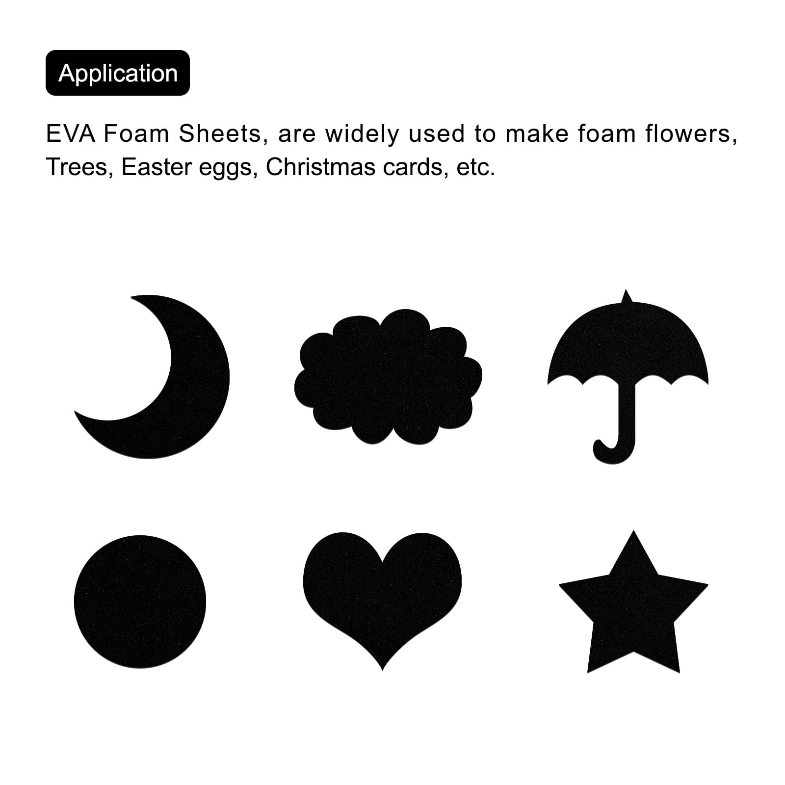 EVA Foam Sheets Black 9.8 Inch x 9.8 Inch 5mm Thick Crafts Foam Sheets Pack of 6