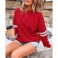 thumbnail image 2 of CURBODO Women's Striped Varsity Sweatshirt Oversized Long Sleeve Crewneck Pullover Fall Casual Tops, 2 of 6