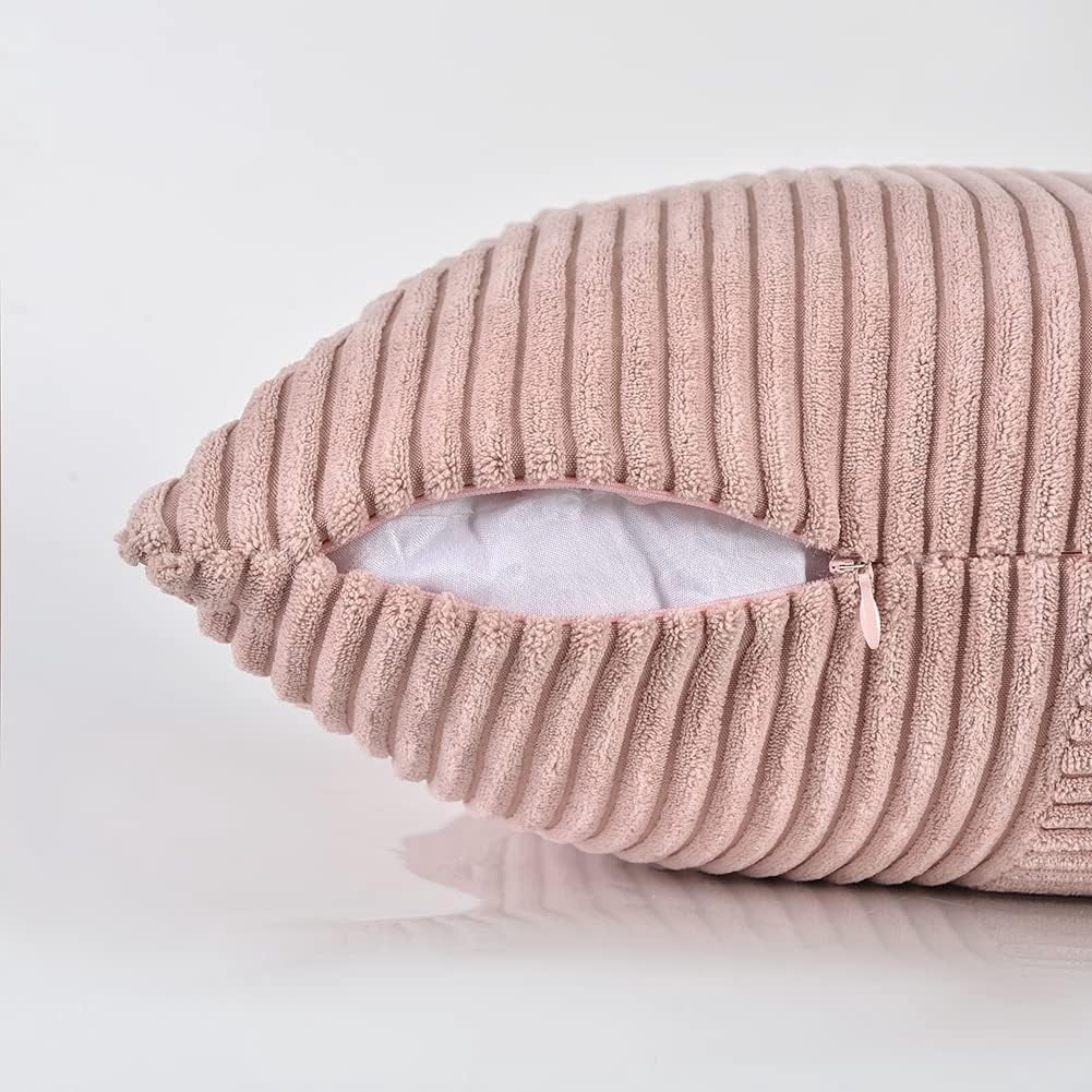 2 Packs Decorative Throw Pillow Covers for Living Room Couch Bed, Farmhouse Boho Home Decor, Soft Corss Corduroy Patchwork Textured Square Cushion Case