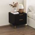 thumbnail image 2 of Aykah Cameo Nightstand with Drawers, Bedside Table with 2 Drawers, Golden Colour Metal Legs, Multi-Purpose End Table, Side Table Living Room, 2 of 6