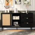 thumbnail image 3 of Accent Cabinet with 4 Glass Doors, Atumon Buffet Cabinet, Storage Cabinet with Adjustable Shelves, Modern Accent Cabinet Furniture for Corridor Entryway Living Room Dining Room, Black, 3 of 10
