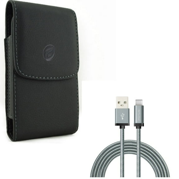 For Galaxy A73 /A23 /A14 /A13 - Case Belt Clip w 6ft USB Cable, Leather Holster Cover, Type-C Charger Cord Power for Samsung Galaxy A73 /A23 /A14 /A13 5G