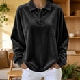 thumbnail image 4 of Dagugfen Sweatshirts for Women Velvet Fuzzy Fleece Quarter Zip Lapel Neck Comfy Breathable Soft Casual Pullover Shirts(S,Black), 4 of 5