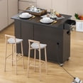 thumbnail image 4 of HAUXITIO Kitchen Island with Drop Leaf,Power Outlet & LED Lights,Rolling Cart with Spice Rack,Drawer and Storage Cabinet for Kitchen,Black, 4 of 7