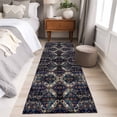 thumbnail image 4 of 2'x6' Rug Runners for Hallways Kitchen, Boho Black Blue Non Slip Entryway Beside Floor Carpet Runner, Modern Abstract Geometric Retro Washable Laundry Room Bedroom Throw Rugs Mat for Family Pet, 4 of 8