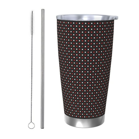 

Junzan Red and white polka dots for 20oz Stainless Steel Insulated Car Cup with Spillproof Lid - Insulated Coffee Mug Thermal Cup-Straw Two-piece Set