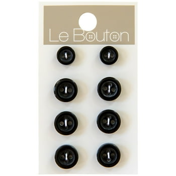 Le Bouton Black Assorted Sew Thru Shirt Buttons, 8 Pieces