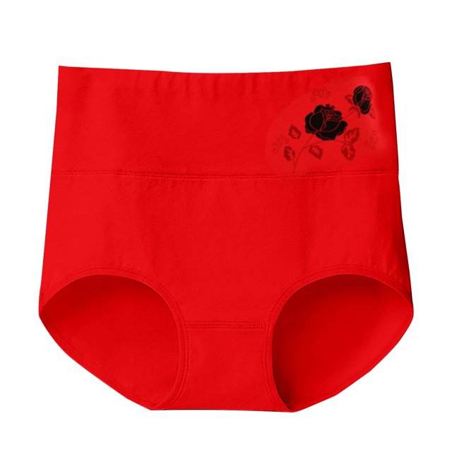 WZXFASHION Culotte Décontractée Femme Taille Haute Couleur Unie Imprimé Floral Grande Taille Ample Confortable Coton Rouge TG
