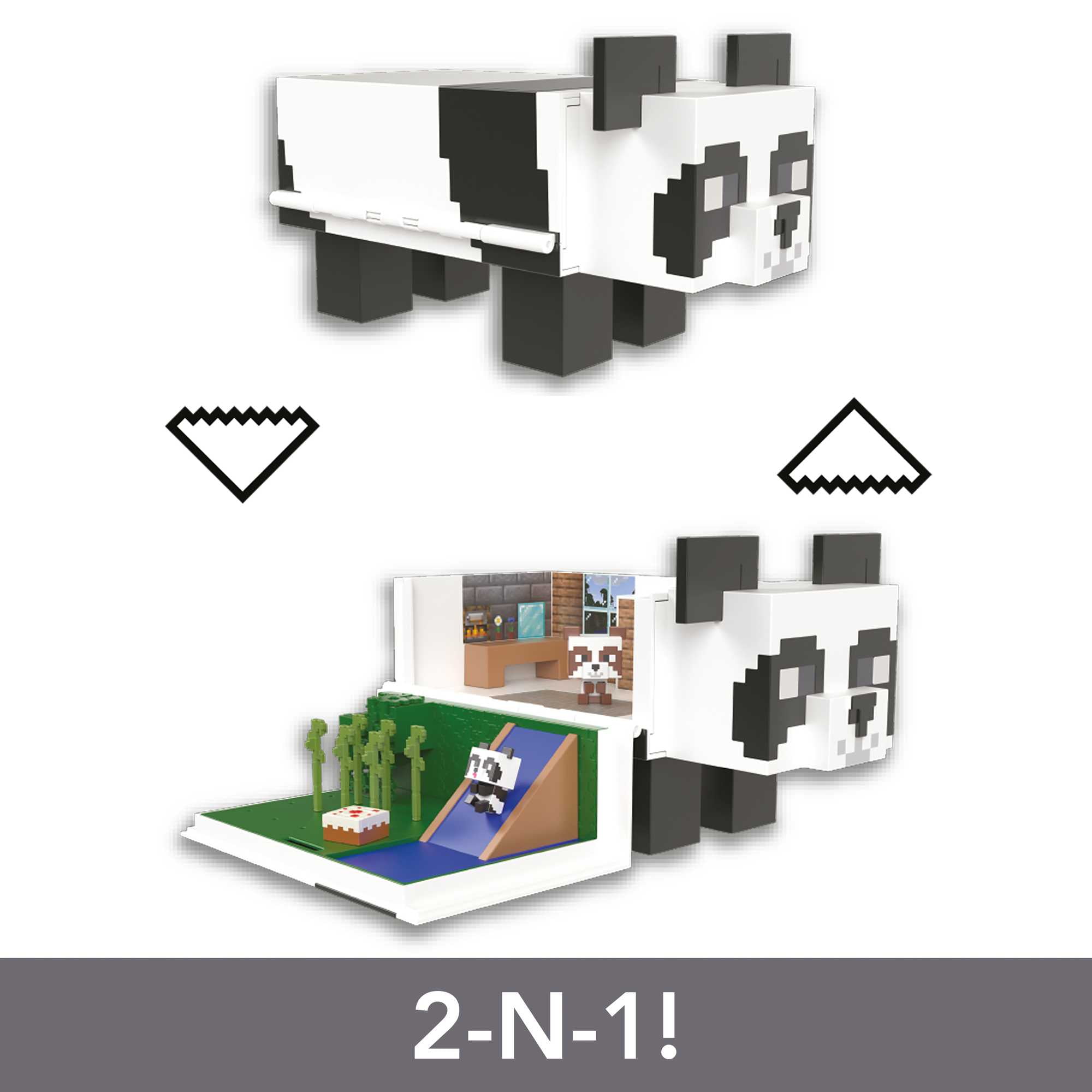 Minecraft Mob Head Minis Panda Playhouse Playset & 2 Panda Action Figures