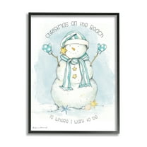 Stupell Industries Christmas On the Beach Sentiments Nautical Snowman Nature Painting Black Framed Art Print Wall Art, 11 x 14