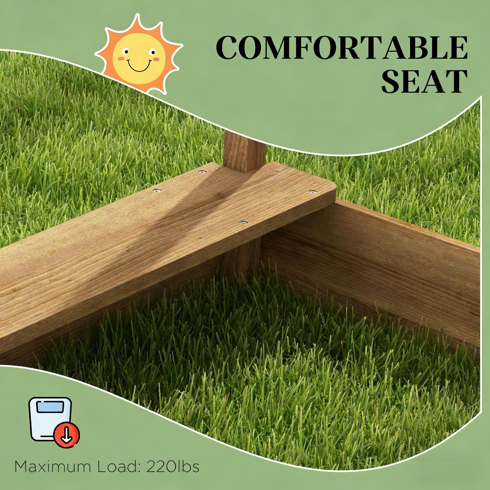 House Design Wooden Kids Sandbox with Weather-Resistant Canopy, Fir Wood Play Sandbox with Seats, Sink & Blackboard, Open Bottom Sand Pit for Backyard Outdoor Play, Ages 3-7
