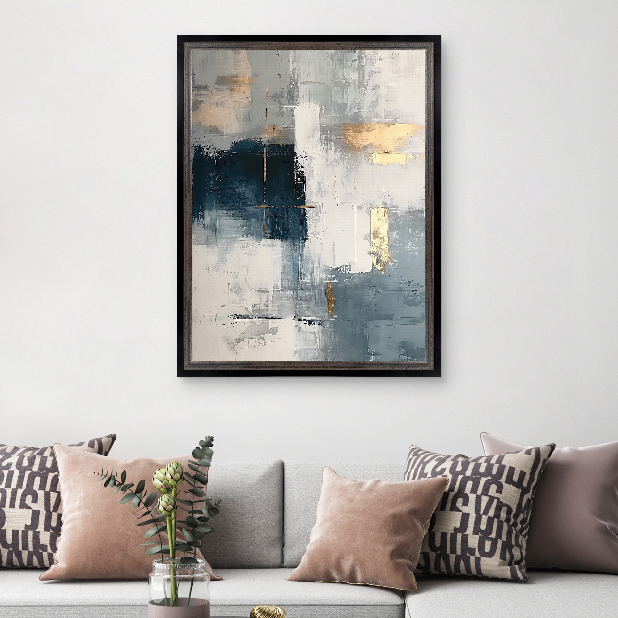 Touched by Blue I Framed Canvas