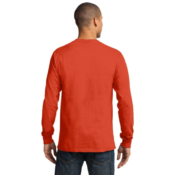 Port & Co Adult Male Men Electric Heather T-Shirt Orange X