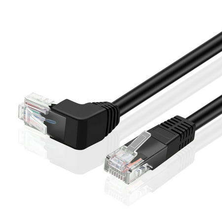 Cat6 Ethernet Cable (Right Angle Up, 10 FT) RJ45 90 Degree Network Connector 250 MHz 10 Gigabit Gold Plated Patch Plug Wire LAN Cord For PS4 Fire-Stick Xbox One Smart TV Gaming & Computer