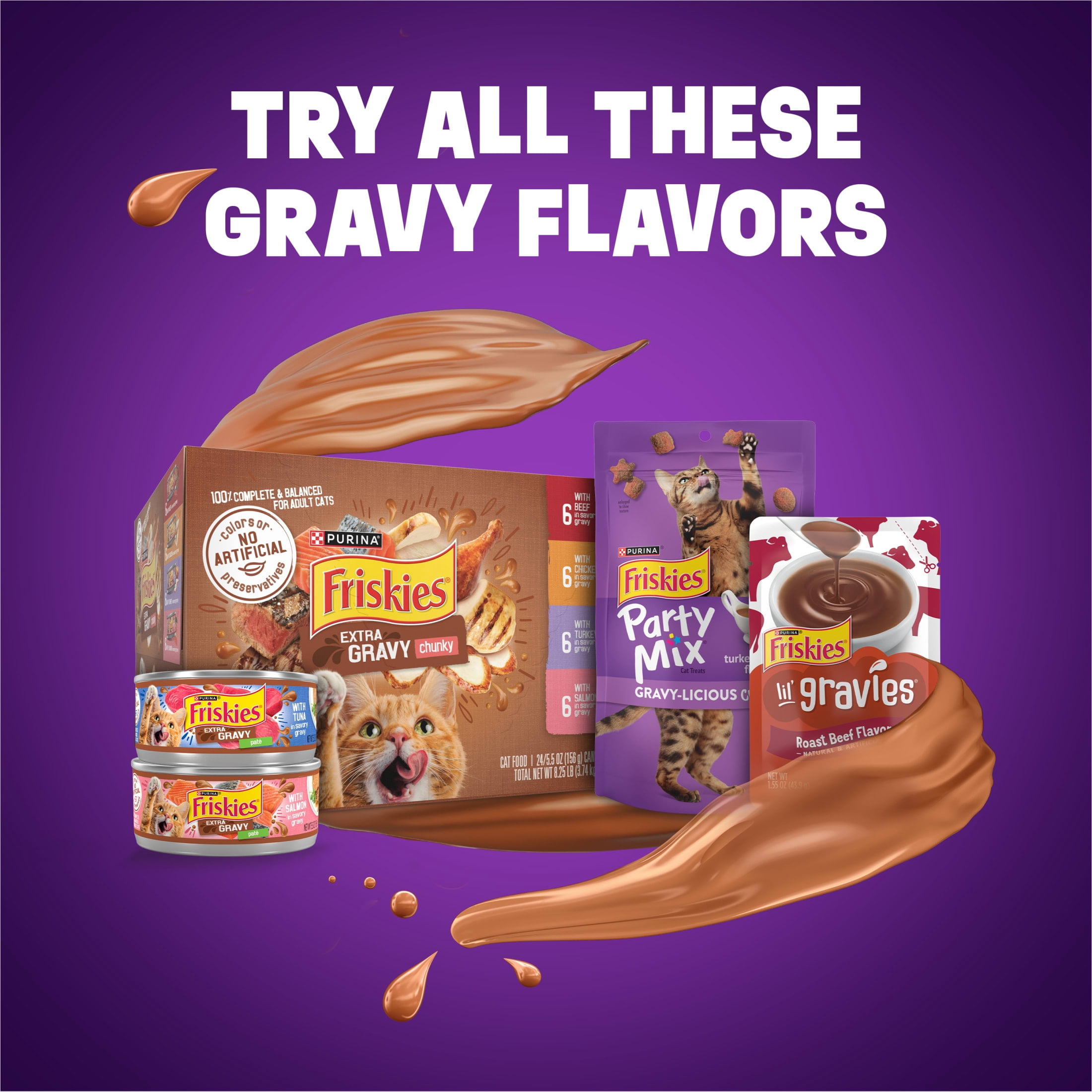 Purina Friskies Dry Cat Food Gravy Swirl'd with Flavors of Chicken, Salmon and Gravy Dry Cat Food, 16 lb Bag