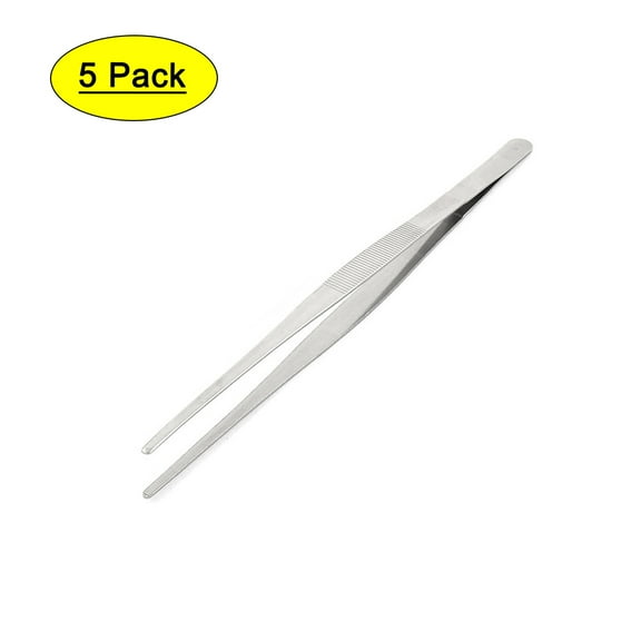 Unique Bargains Home Flat Straight Tweezers Handy Tool 30cm Long 5Pcs