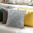 thumbnail image 3 of BANET   Decorative Faux Wool Throw Pillow Covers Blue Soft Plush Fuzzy Short Fleece Square Patterned Cushion Cases Pillowcases Couch Covers for Sofa Bedroom 20x20in, 3 of 5