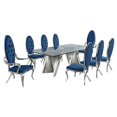 thumbnail image 1 of Mixed 9pc Dining Set with Navy Velvet Side Chairs and Arm Chairs, 1 of 5