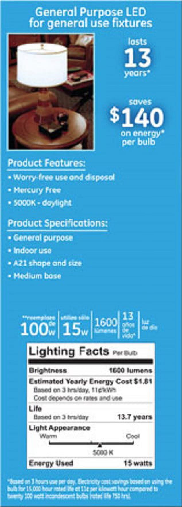 GE LED 17W Daylight A21 General Purpose Dimmable 4pk