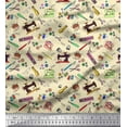 thumbnail image 1 of Soimoi Silk Fabric Scissor,Buttons & Machine Sewing Print Fabric by The Yard 42 Inch Wide, 1 of 1