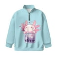 thumbnail image 4 of Chaqlin Cartoon Axolotl Girls Zipper Neck Sweatshirt Cute Trendy Half Zip Pullover Loose Fit Fall Clothes for Teen Girls Teens Youth Size 6-15 Years, 4 of 7