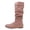 Pink, variant on Women's Slouchy Knee High Boots Pull on with Side Zipper Fall Winter Western Cowgirl Booties Soft Leather Tall Dress Booties Pink Size 8