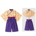 thumbnail image 2 of TZEWGL Floral Print Short Sleeve Shorts Kimono Pajamas Robe Clothes Outfit Sets For Girl Home And Outside Wear For Toddlers size, 2 of 5