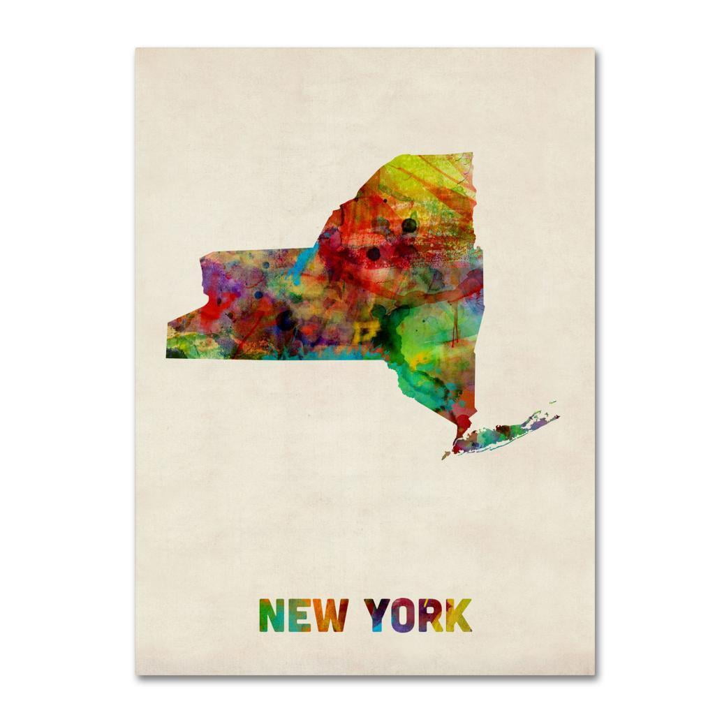 Trademark Fine Art "New York Map" Canvas Wall Art by Michael Tompsett